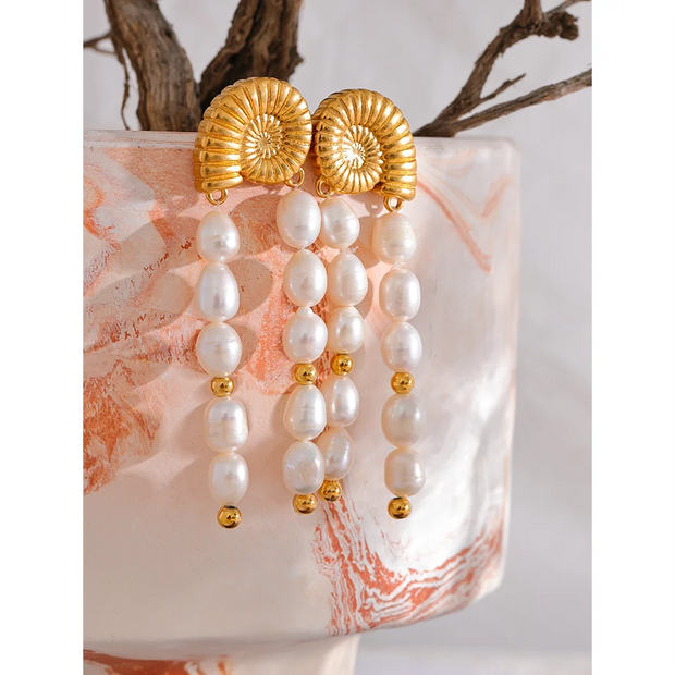 Pearl Tassel Drop Earrings