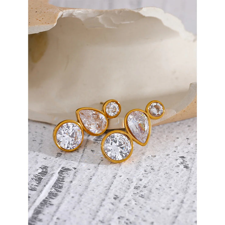 Shiny Zirconia Studded Earrings