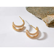 18K Gold Pearl Hoop Earrings