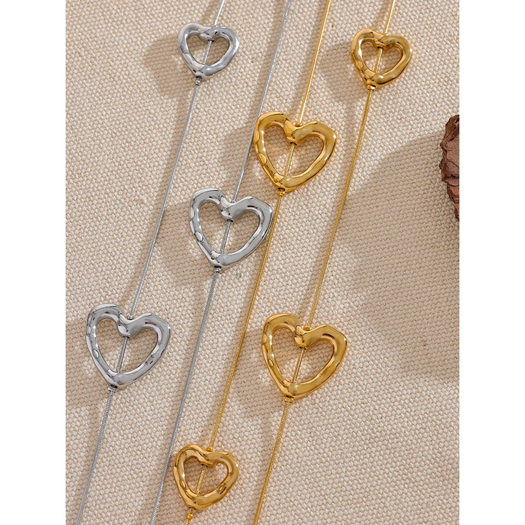 Stainless Steel Heart Love Long Chain Necklace