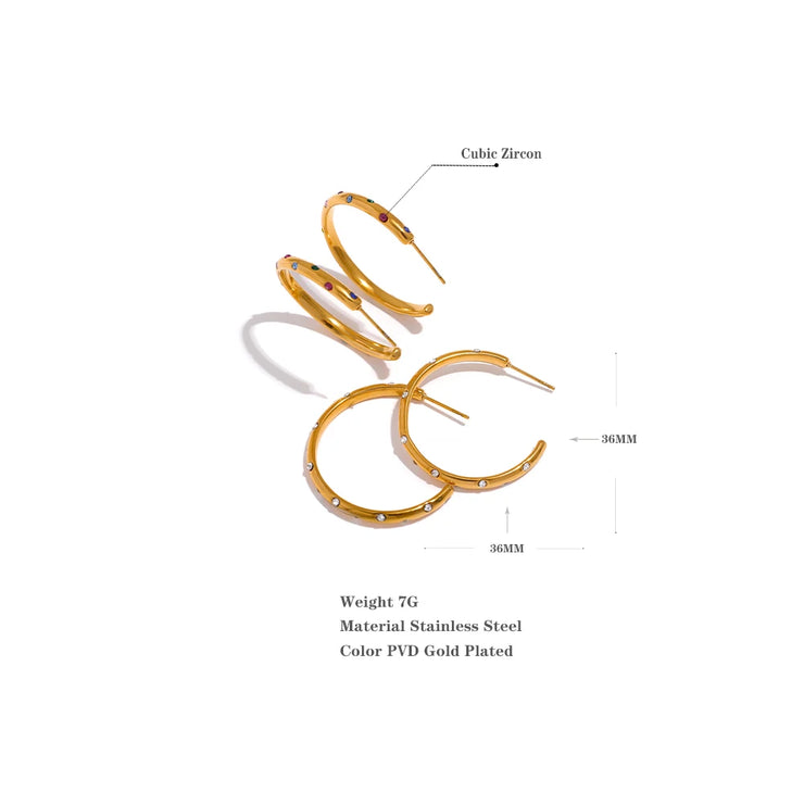 Big Round Zirconia Hoop Earrings