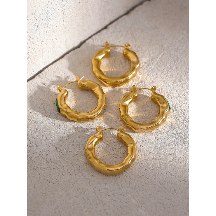 Round Zircon Hoop Earrings