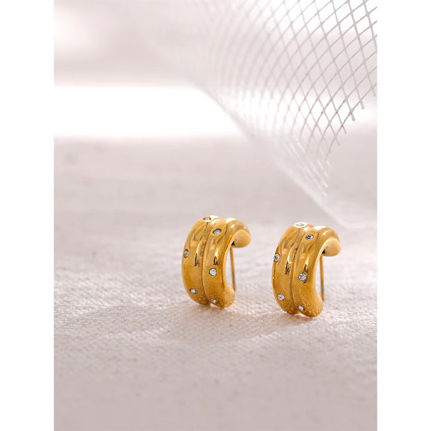 C Shape Gold Earrings