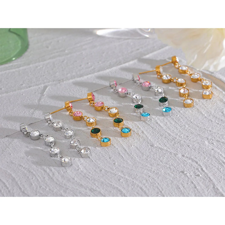 Colorful CZ Drop Earrings