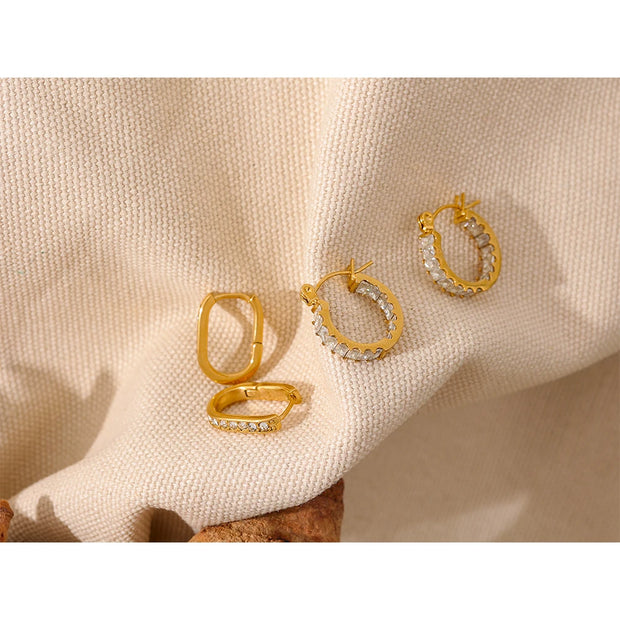 Gold Zirconia Hoop Earrings