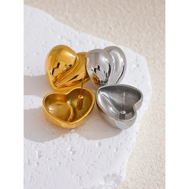 Stainless Steel Heart Stud Earrings