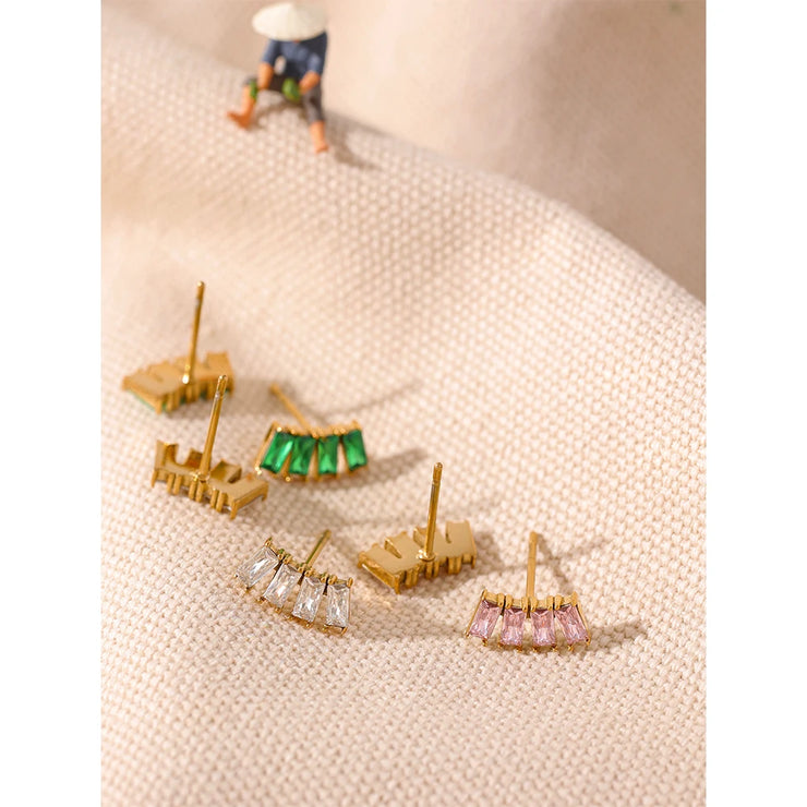 Multi-Color Zircon Stud Earrings