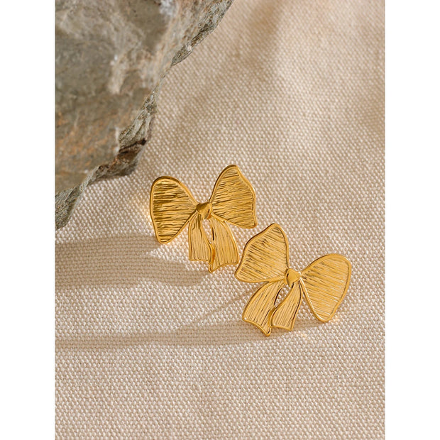 Gold Bow Knot Stud Earrings