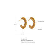 Twisted Croissant C Shape Hoop Earrings