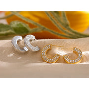 Half-Round Zirconia Earrings