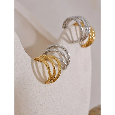 C Shape Geometric Hollow Layered Fashion Earrings