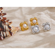 Pearl Flower Stud Earrings