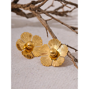 Popular Stainless Steel Gold Color Flower Stud Earrings for Women 18K PVD Plated  Anti allergy Charm Fashion Jewelry Gift Evry Jewelry