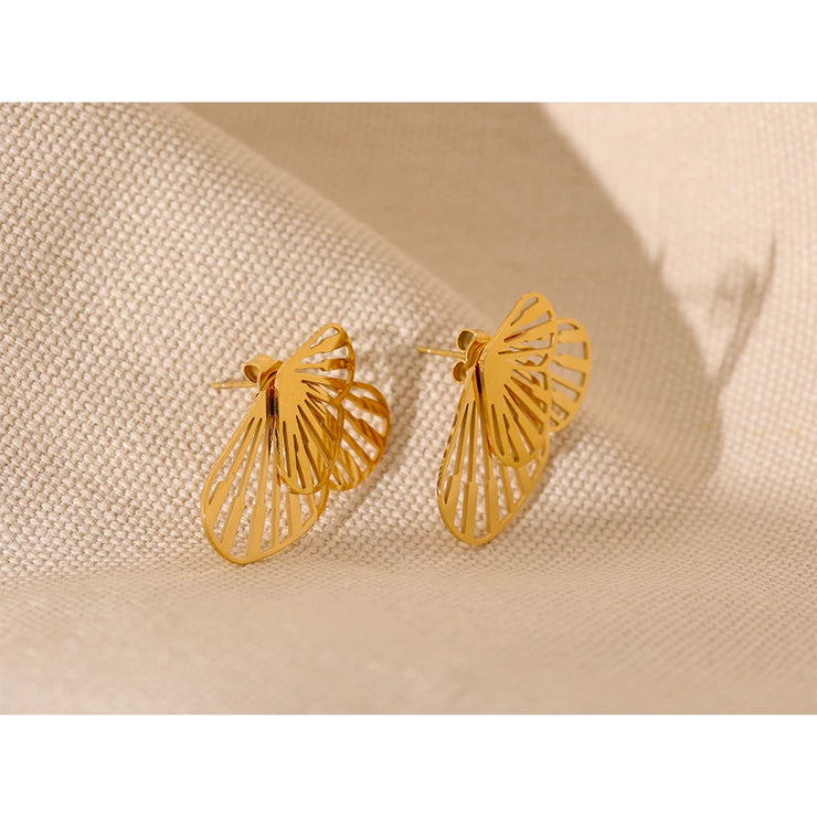 Creative 18k Gold Color Butterfly Metal Stackable Stainless Steel Chic Fashion Stud Earrings Charm Jewelry Korean Women Evry Jewelry