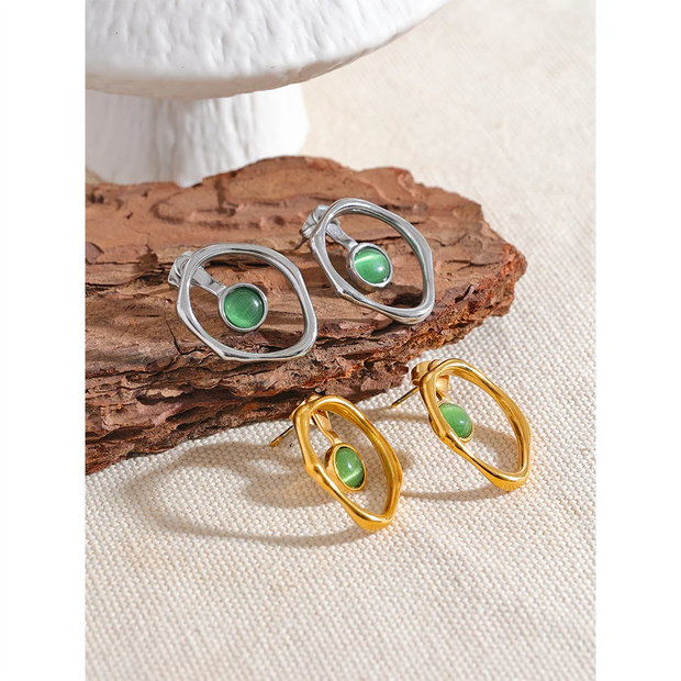 Natural Stone Hoop Earrings