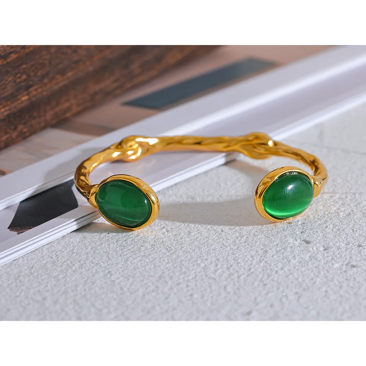 Green Stone Cuff Bracelet