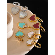 Zircon & Shell Heart Earrings