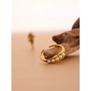 Imitation Pearls Metal Open Ring