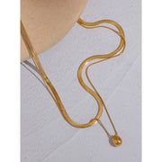 Snake Chain Double Layer Water Drop Pendant Necklace