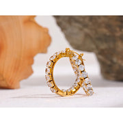 Gold Zirconia Hoop Earrings