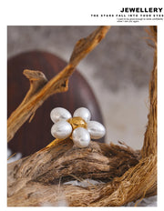 Pearl Flower Adjustable Ring