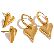 Gold Heart Huggie Earrings