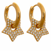 Star Drop Zircon Hoop Earrings