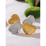 Heart Stripe Stud Earrings