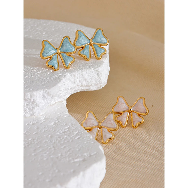 Enamel Bow Knot Studs