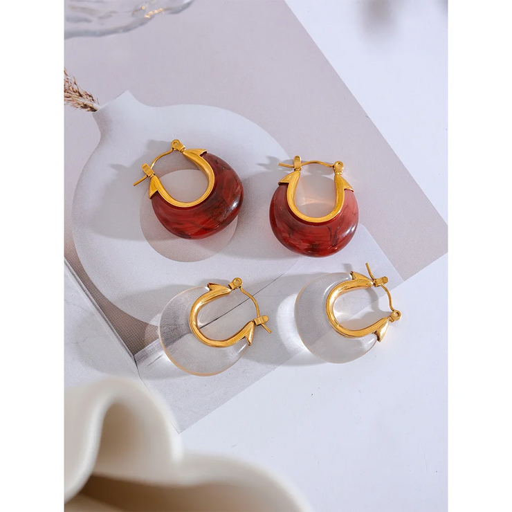 Acetic Acid Resin Hoop Earrings