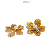 Gold Flower Stud Earrings