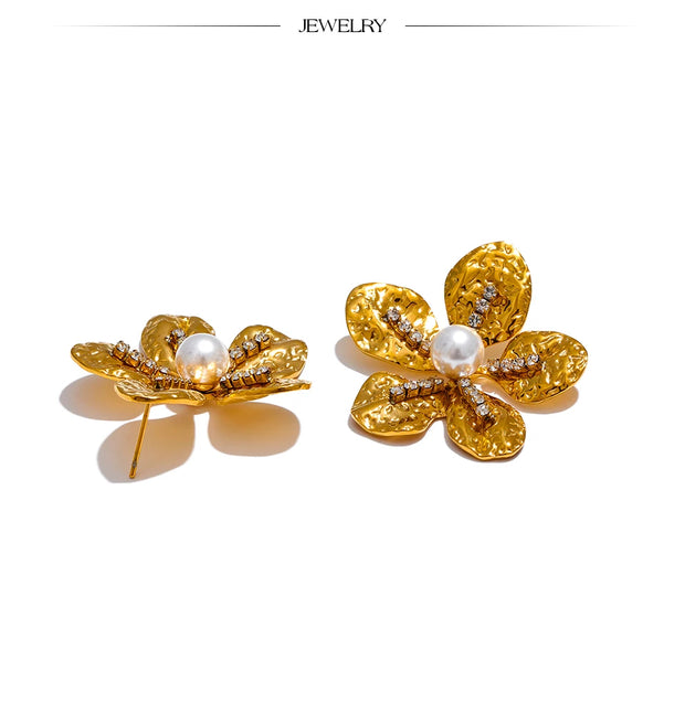 Gold Flower Stud Earrings