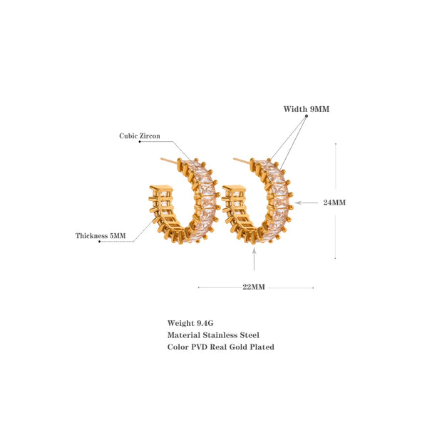 Luxury Zirconia Hoop Earrings