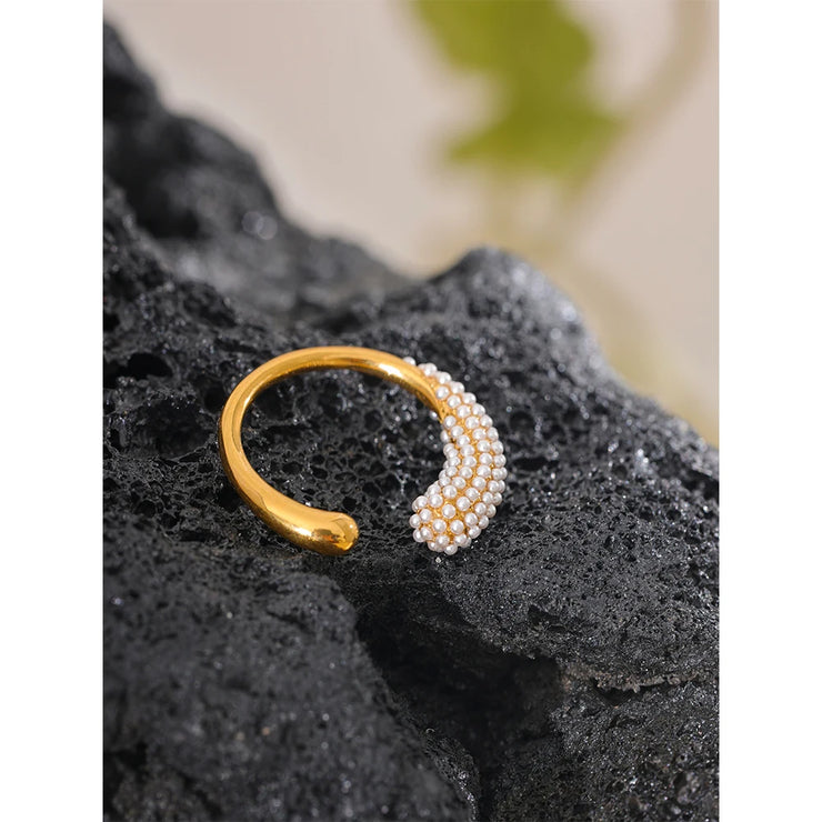 Imitation Pearls Golden Open Ring