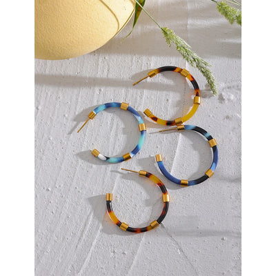 Resin Geometric Hoop Earrings