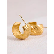 C Shape Gold Color Hoop Earrings