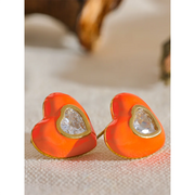 Colorful Enamel Heart Stud Earrings