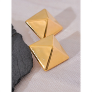 Stainless Steel Glossy Smooth Square Geometric Metal Big Stud Earrings Women Gold Color Fashion Statement Daily Jewelry Evry Jewelry