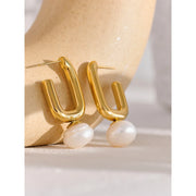 Textured Gold Pearl Earrings