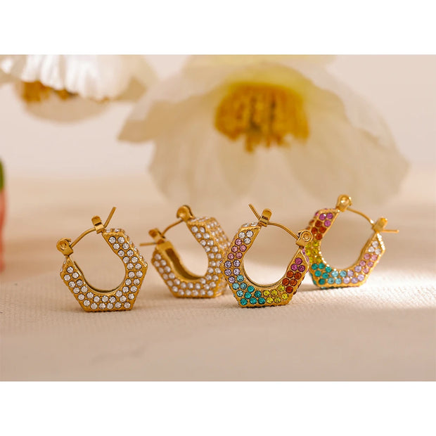 Colorful Zirconia Hoop Earrings