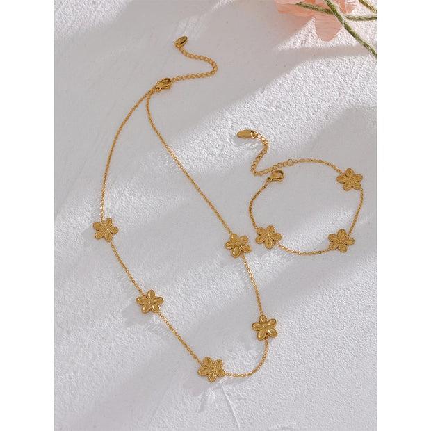 Flower Chain Necklace Bracelet Set