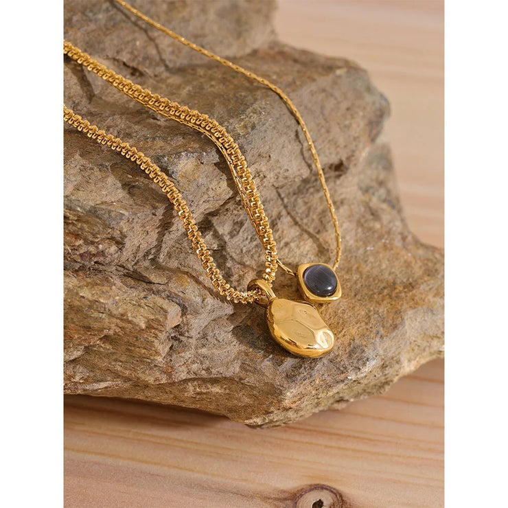 Geometric Stone Pendant Necklace