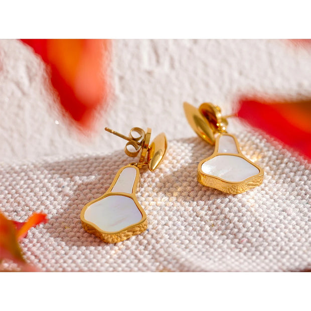 Shell Geometric Drop Earrings