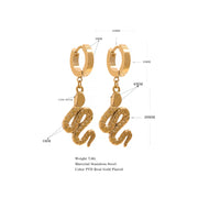 Golden Snake Pendant Drop Earrings