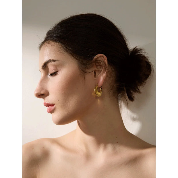 Round Hollow Hoop Earrings