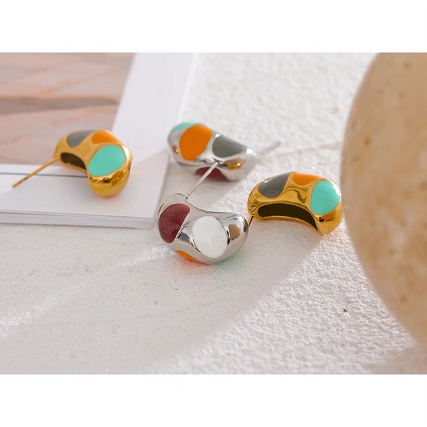 Colorful Enamel Fat Stud Earrings