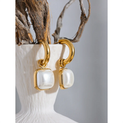 Square Pearl Drop Earrings