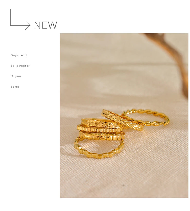 18k Gold Color PVD Plated Thin Ring