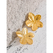 Tarnish-Free Gold Flower Studs