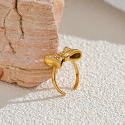 Gold Bow Knot CZ Ring